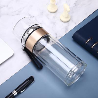 夏季便携双层玻璃杯泡茶水分离杯子办公商务广告礼品批发定制LOGO