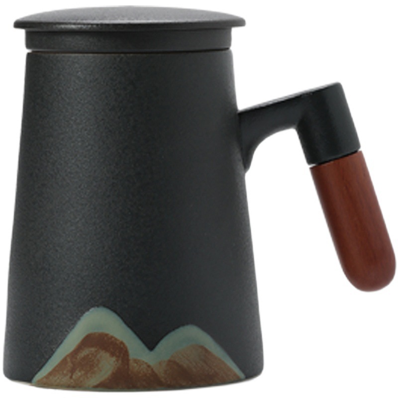 泡茶杯茶水分离过滤杯陶瓷印制logo办公杯个人杯马克杯